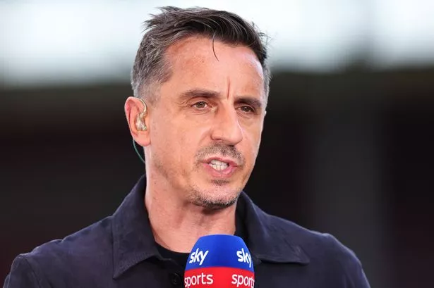 Gary Neville reacts after Arsenal’s win at Brentford