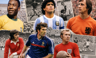 Football legends Pele, Maradona, Cruyff, Best, Zidane, Charlton